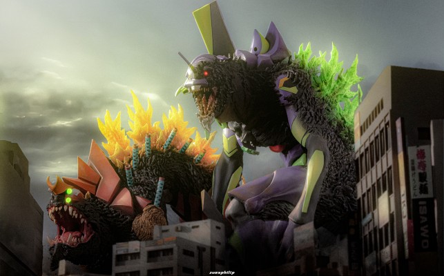 东宝30厘米 哥斯拉大战新世纪福音战士 兽化2号机 哥斯拉模式