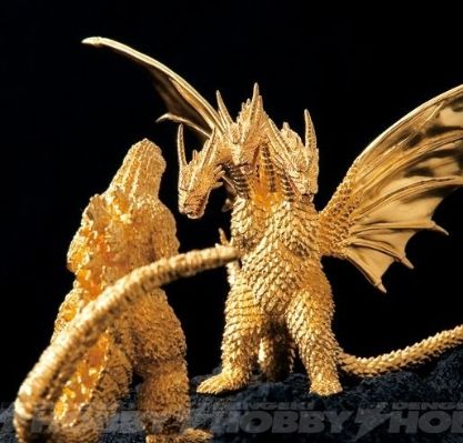 哥斯拉诞生60周年 哥斯拉大战基多拉 纯金模型