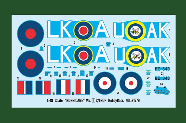 编号：81779 1/48 军用飞机系列 英国“飓风”Mk.ⅡC/TROP