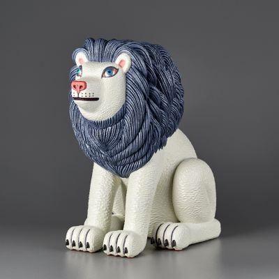 三沢厚彦 ANIMALS 狮子 灰色 软胶完成品