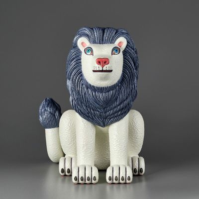 三沢厚彦 ANIMALS 狮子 灰色 软胶完成品