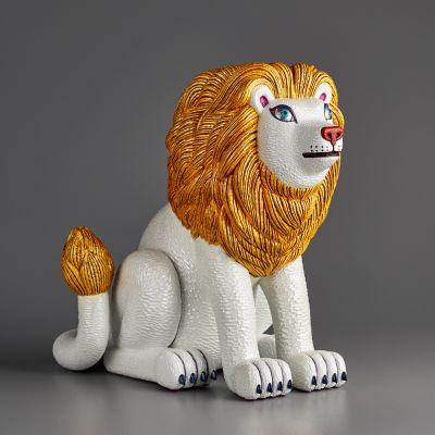三沢厚彦 ANIMALS 狮子 金色 软胶完成品