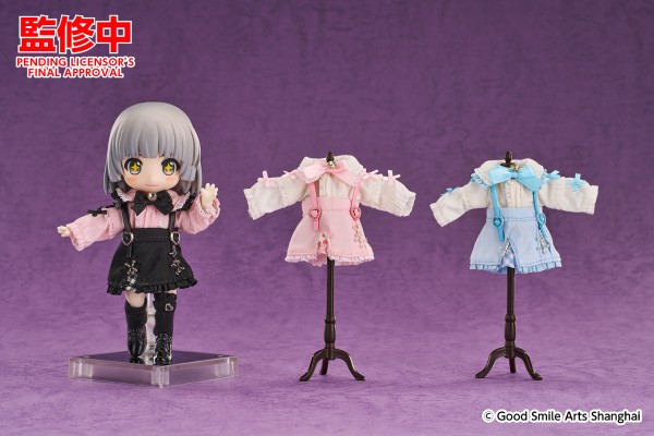 粘土娃 服装套组 背带裙套装（粉红与黑／白与粉红／白与萨克森蓝）