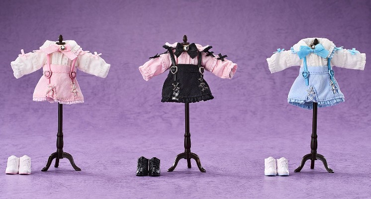 粘土娃 服装套组 背带裙套装（粉红与黑／白与粉红／白与萨克森蓝）