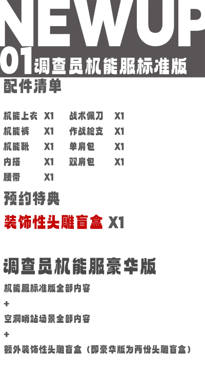 NU001AB 空洞调查员机能服饰