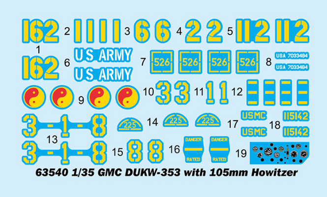 编号:63540 1/35 装甲车辆系列 GMC DUKW-353两栖运输车带105毫米榴弹炮