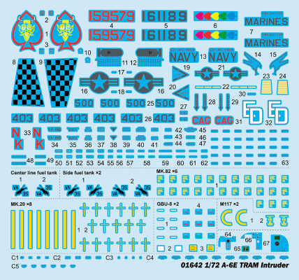 编号：01642 1/72 军用飞机系列 美国A-6E TRAM“入侵者”攻击机