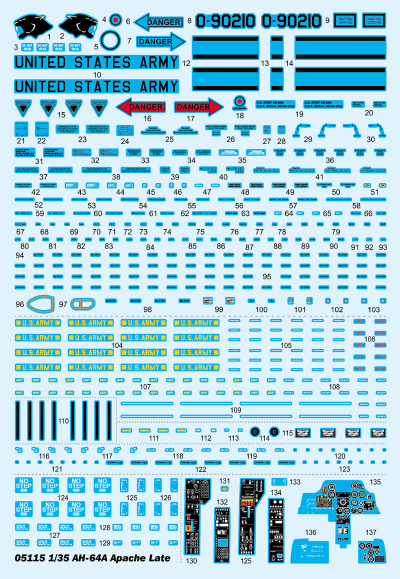 编号：05115 1/35 军用飞机系列 AH-64A“阿帕奇”直升机-后期型