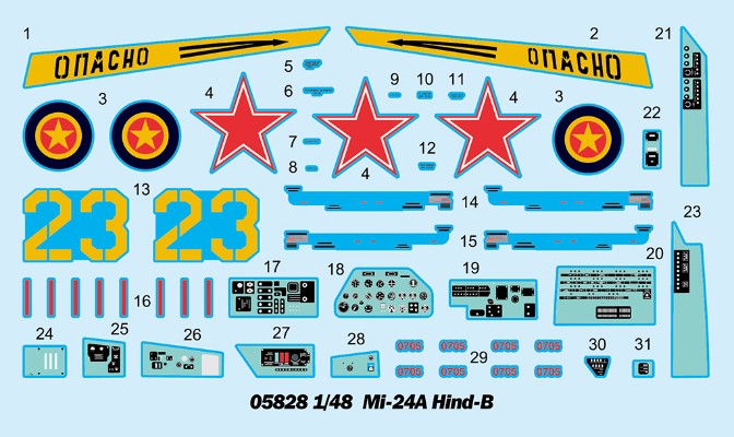 编号：05828 1/48 军用飞机系列 米-24A“雌鹿B”武装直升机