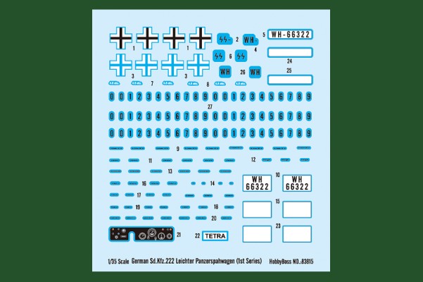 编号:83815 1/35 装甲车辆系列 德国 德国 Sd.Kfz.222装甲侦察车（1批次）
