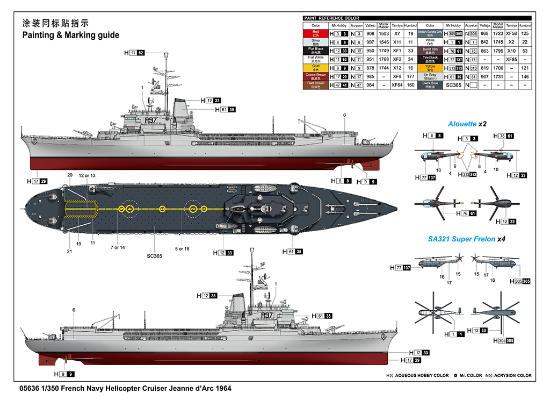 编号：05636 1/350 世界战舰系列 法国海军贞德号直升机母舰1964