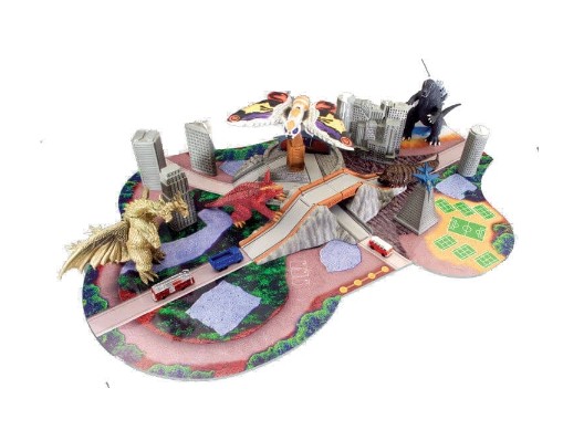 哥斯拉・摩斯拉・王者基多拉 大怪兽总攻击 巴拉刚&哥斯拉&王者基多拉&摩斯拉&魔斯拉幼虫 万代创意玩具系列2-崩溃地带