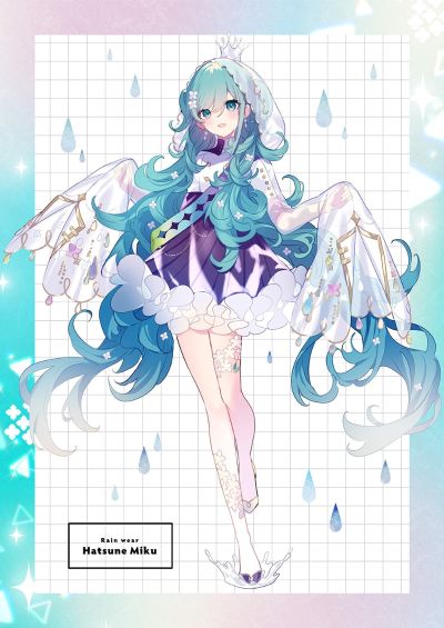 初音未来 x 良笑社 插画大赛 第6回 「雨衣」 初音未来