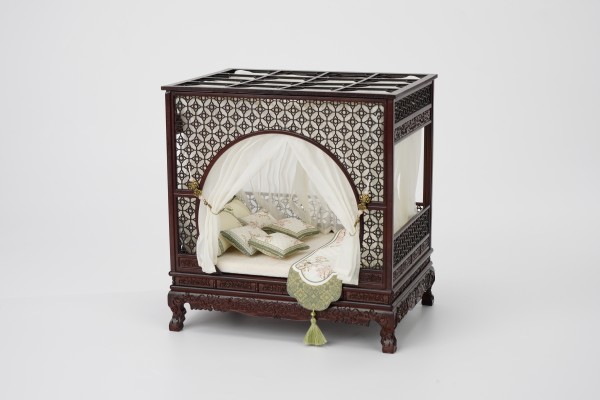 12分娃用月洞床微缩家具古风床