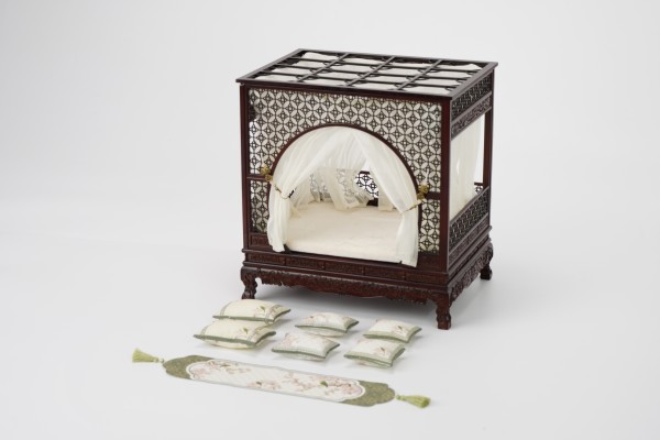 12分娃用月洞床微缩家具古风床