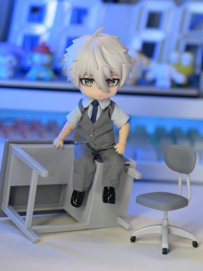 粘土人服装套装 灰色西装