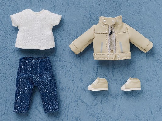 粘土娃 服装套组 皮衣夹克（黑色／象牙色）