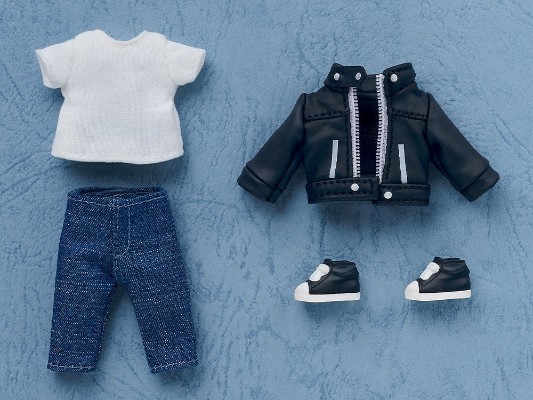 粘土娃 服装套组 皮衣夹克（黑色／象牙色）