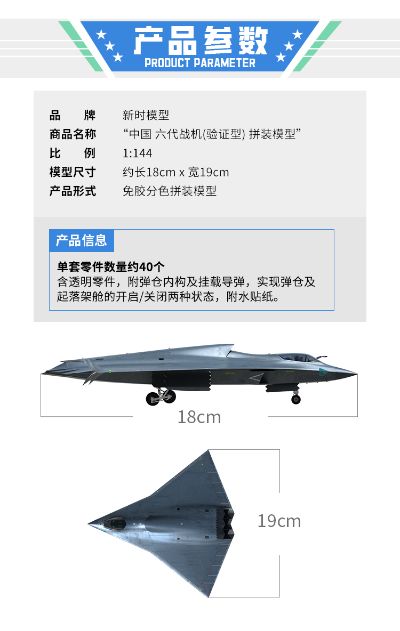 中国 南六代战机（验证型） 拼装模型