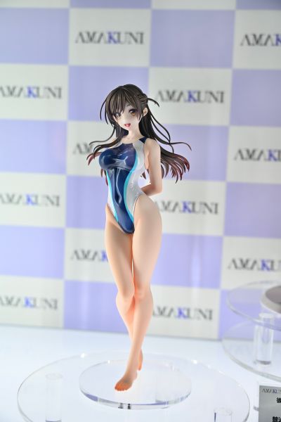 租借女友 水原千鹤 水色线条竞技泳装