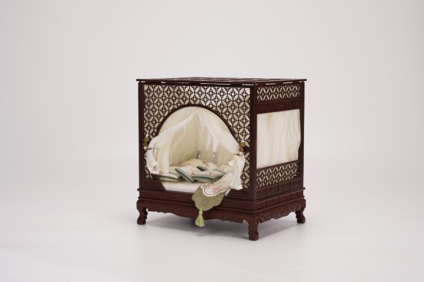 12分娃用月洞床微缩家具古风床