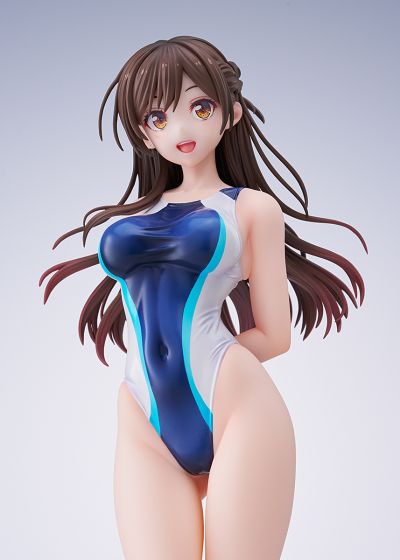 租借女友 水原千鹤 水色线条竞技泳装