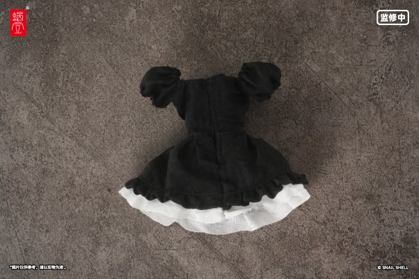 真丝材质泡泡袖连衣裙（黑色）