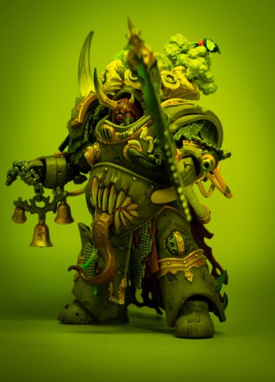 战锤40000 死亡守卫 死亡寿衣终结者勇士 配备收割者镰刀和瘟疫喷射护手