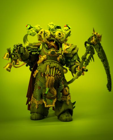 战锤40000 死亡守卫 死亡寿衣终结者勇士 配备收割者镰刀和瘟疫喷射护手