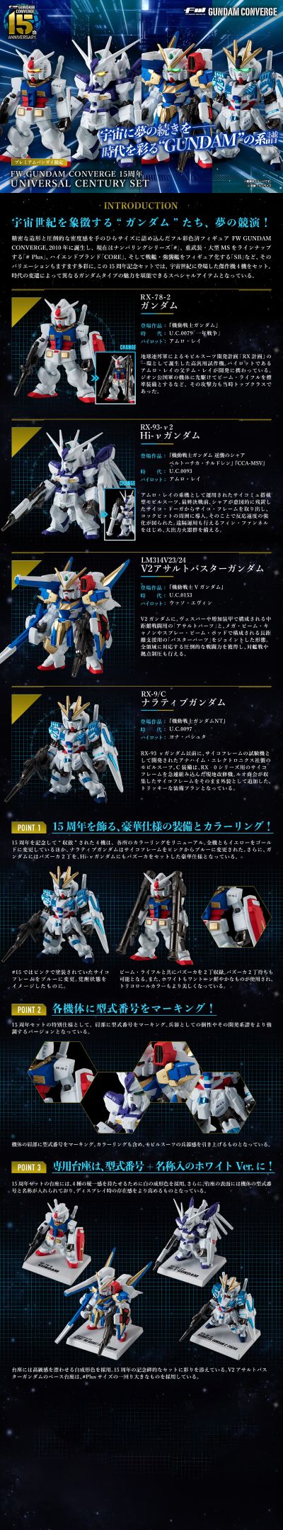 FW GUNDAM CONVERGE 15周年 宇宙世纪套装 【Premium Bandai限定】
