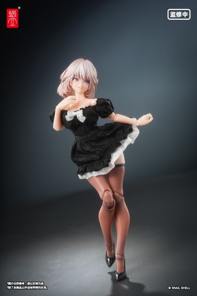 真丝材质泡泡袖连衣裙（黑色）