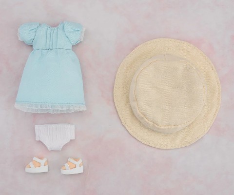 粘土娃 服装套组 简单连身裙（白色／蓝色）