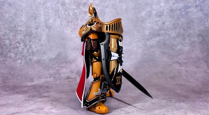 战锤：荷鲁斯之乱 帝国之拳 穿塔尔塔罗斯型终结者盔甲的执政官 配备能量剑和警戒风暴盾