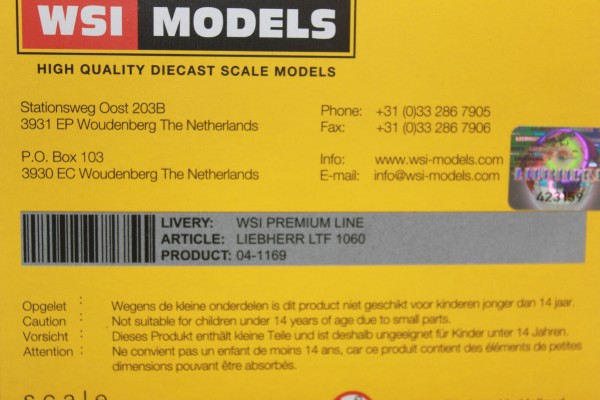 04-1036/1169 利勃海尔ltf1060-4.1卡车起重机 斯堪尼亚底盘（旧版）