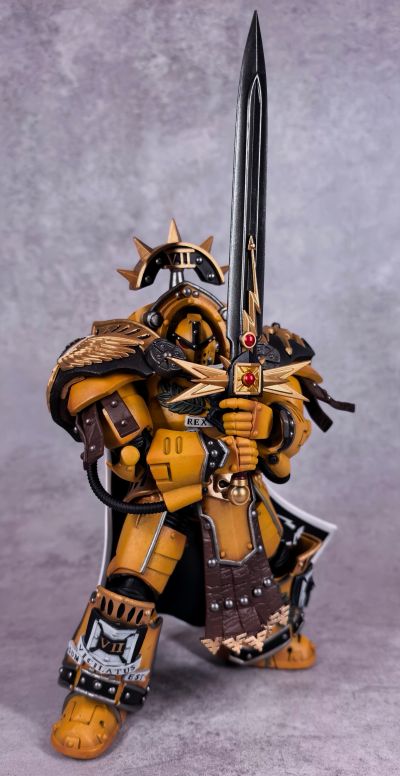 战锤：荷鲁斯之乱 帝国之拳 穿塔尔塔罗斯型终结者盔甲的执政官 配备能量剑和警戒风暴盾