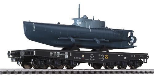 HO比例 L235730 德国 海豹微型潜艇+6轴铁路平板车
