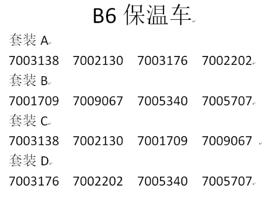 HO比例 TX004 B6铁路保温车 4辆套装