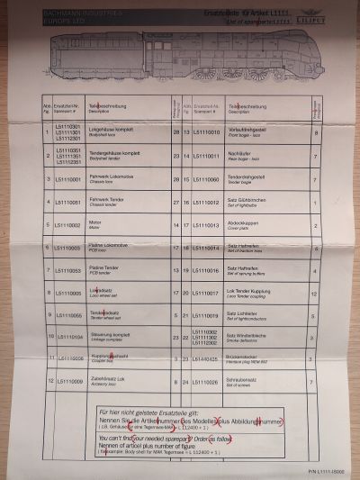 HO比例 L1111XX 德意志国铁路BR01.10 4-6-2蒸汽机车火车