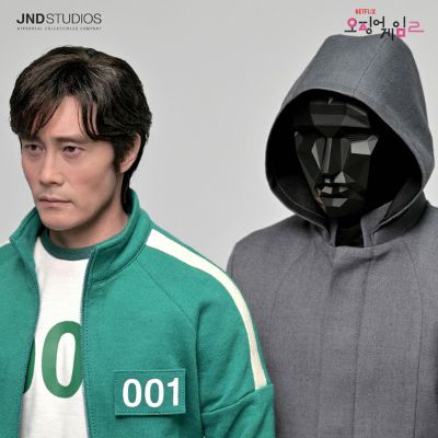 JND Studios 鱿鱼游戏2 黑面具队长双人套 黄仁昊/吴宁一 1:3 雕像（李秉宪版）