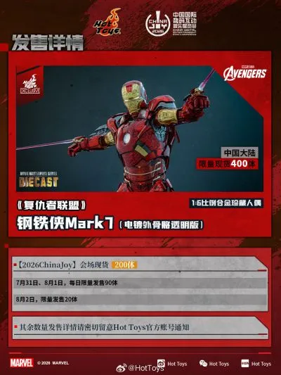 MMS870D82 《复仇者联盟》钢铁侠Mark7(电镀外骨骼透明版)