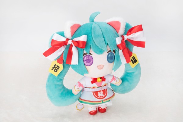 【初音未来×招财猫】 初音未来 白猫 毛绒玩偶 标准服装 Art by rassu