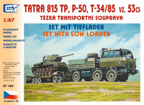 87183 太脱拉815 6×6 TP牵引卡车+P-50拖车+T-34/85中型坦克；捷克vz.53cs