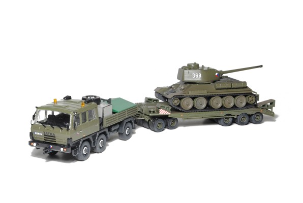 87183 太脱拉815 6×6 TP牵引卡车+P-50拖车+T-34/85中型坦克；捷克vz.53cs