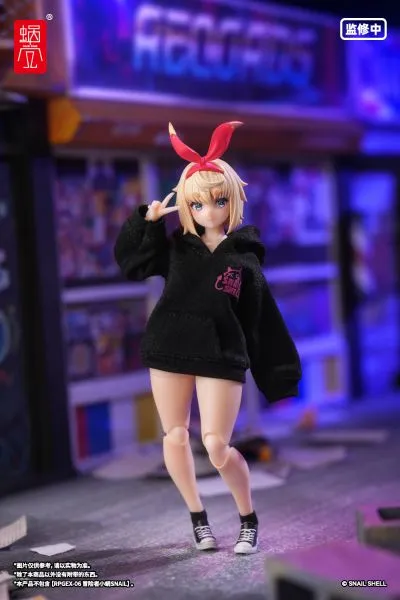 恶魔低语系列 印花连帽卫衣套装（米色/黑色）