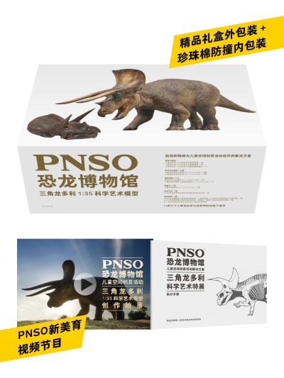 PNSO恐龙博物馆1：35科学艺术模型 新版三角龙多利附三角龙头骨